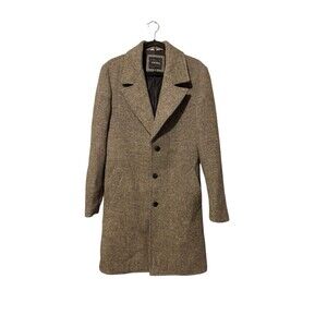 Antony Morato Overcoat Longline Size M Brown Classic Tailored Herringbone